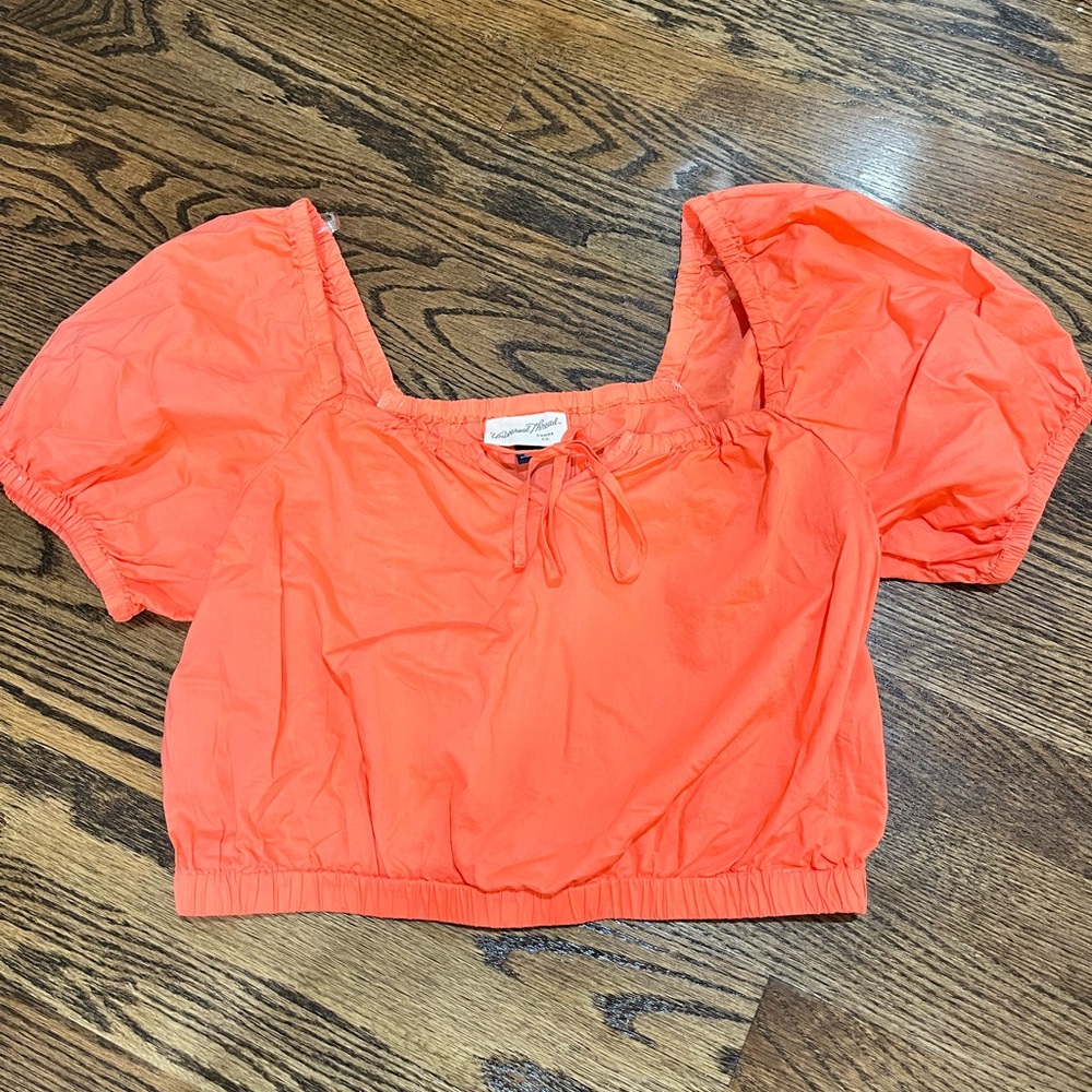 Universal Thread Bright Orange Puff Sleeve Blouse